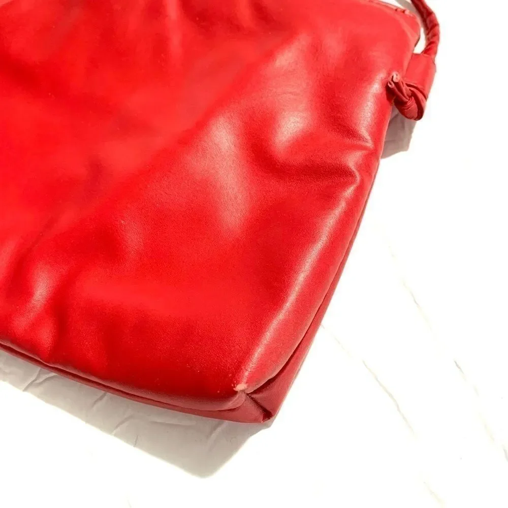 Vintage Purse Red Vegan Leather Clutch Shoulder Bag Special Occasion Grandma